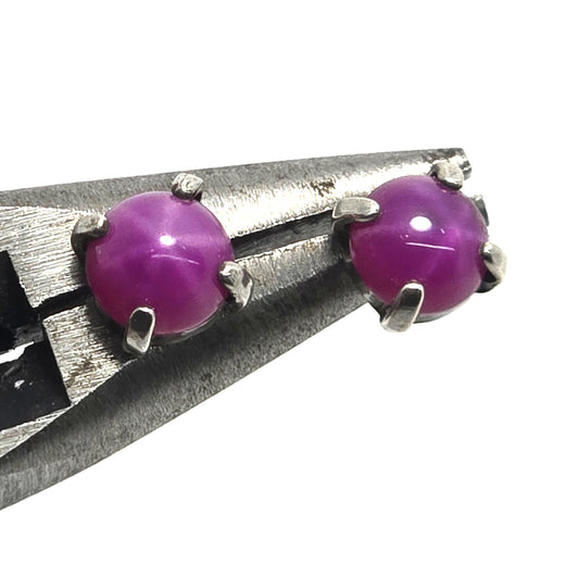 Star Ruby natural gemstone sterling silver vintage stud earrings