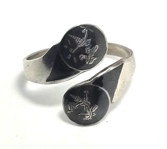 Siam Maleka and Ramasoon dancing sterling silver torsade vintage wrap ring