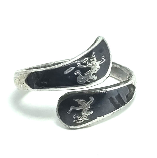 Siam Maleka & Ramasoon dancing sterling silver torsade vintage wrap ring damaged