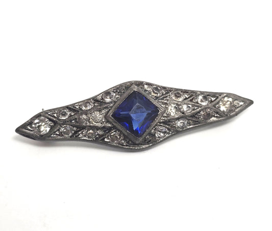 FISHEL, NESSLER & Co FNCO Antique Art Deco blue paste antique bar pin brooch