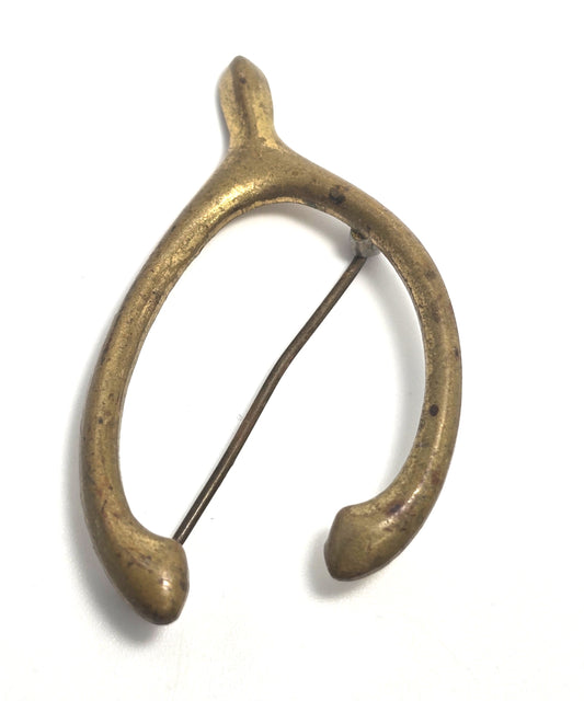 Victorian Antique lucky wishbone C clasp brooch pin