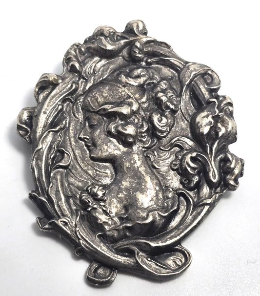 Historic New Orleans Collection HNOC Art Nouveau style Nymph cameo brooch
