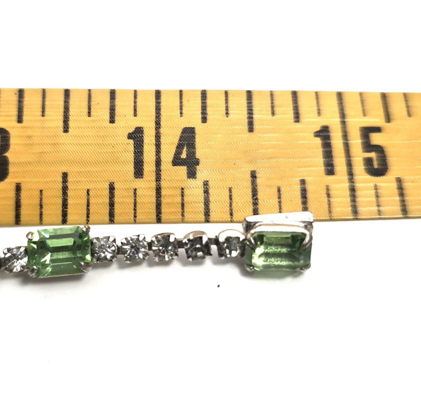 Uranium Glass  and clear rhinestone drop vintage choker Necklace