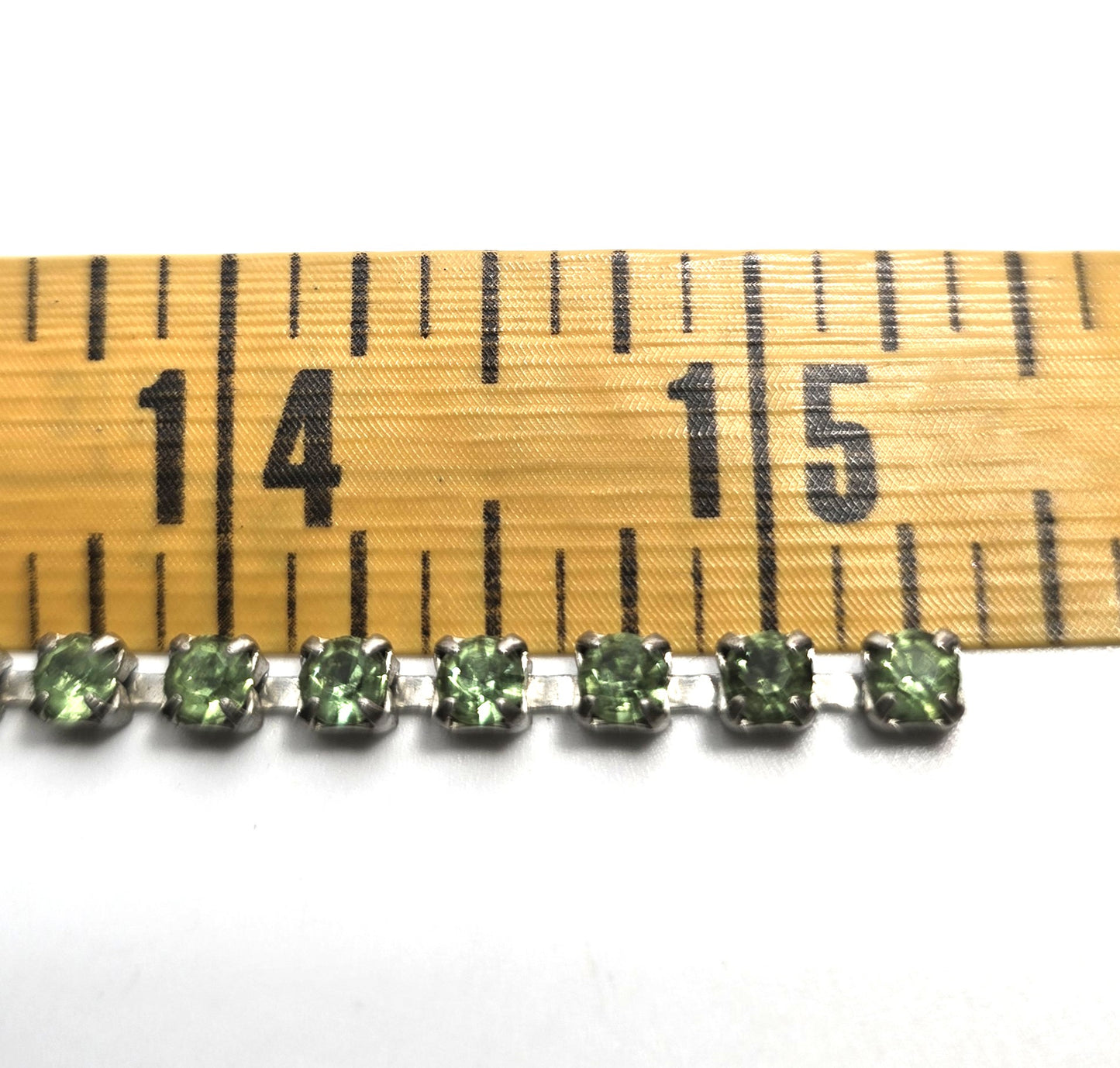 Uranium Glass scalloped deep green rhinestone vintage choker Necklace