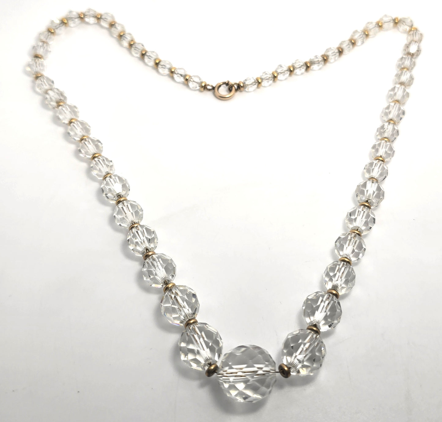 Simmons Art Deco gold filled faceted lead crystal beaded antique necklace