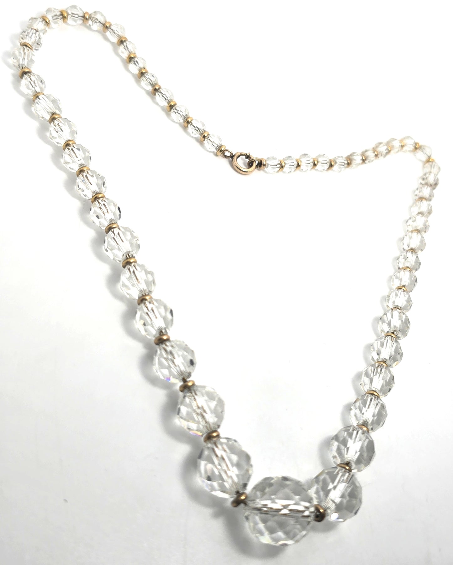 Simmons Art Deco gold filled faceted lead crystal beaded antique necklace