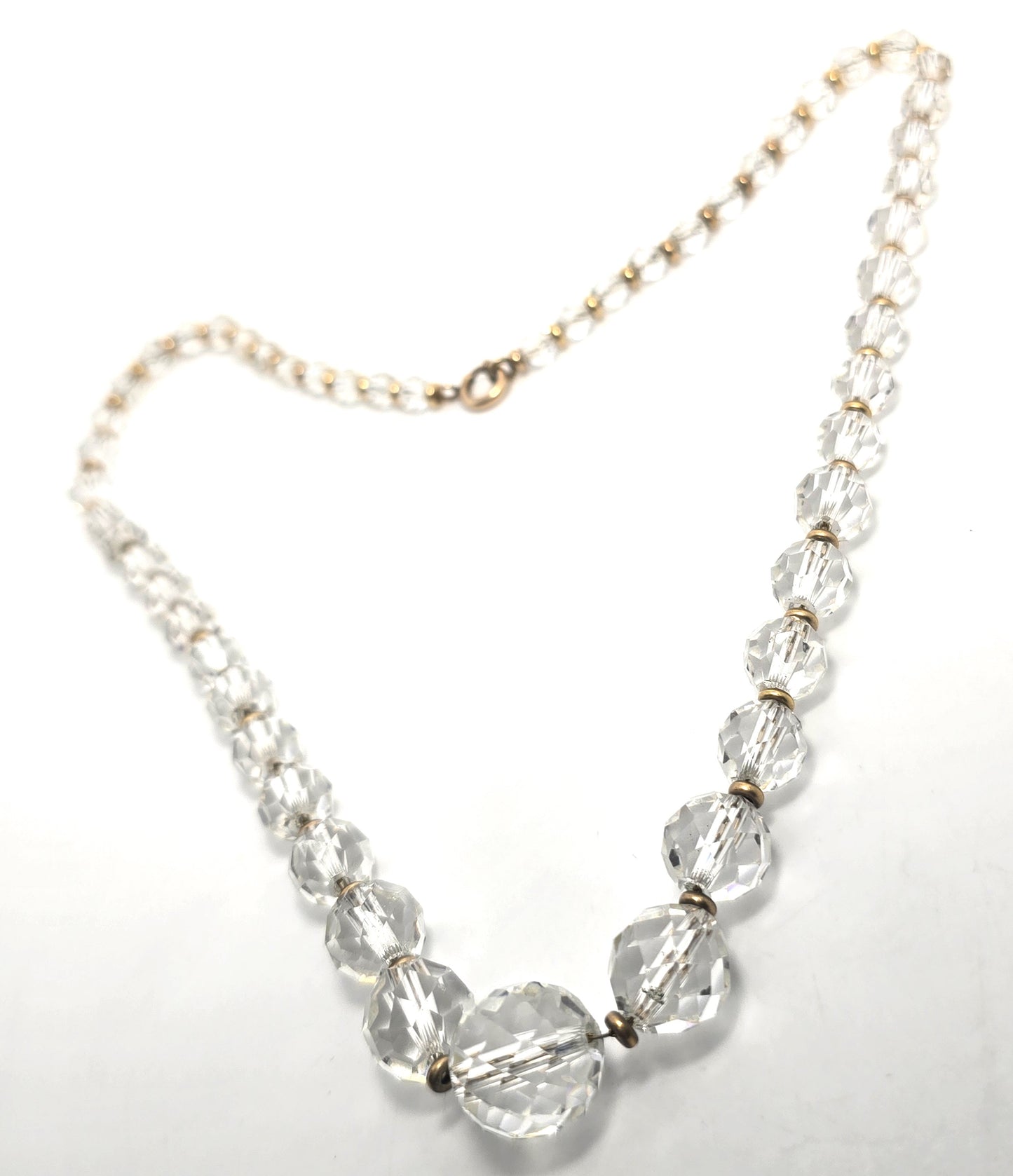 Simmons Art Deco gold filled faceted lead crystal beaded antique necklace