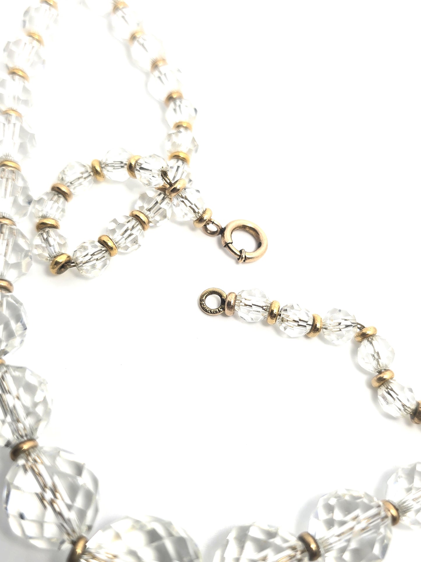 Simmons Art Deco gold filled faceted lead crystal beaded antique necklace