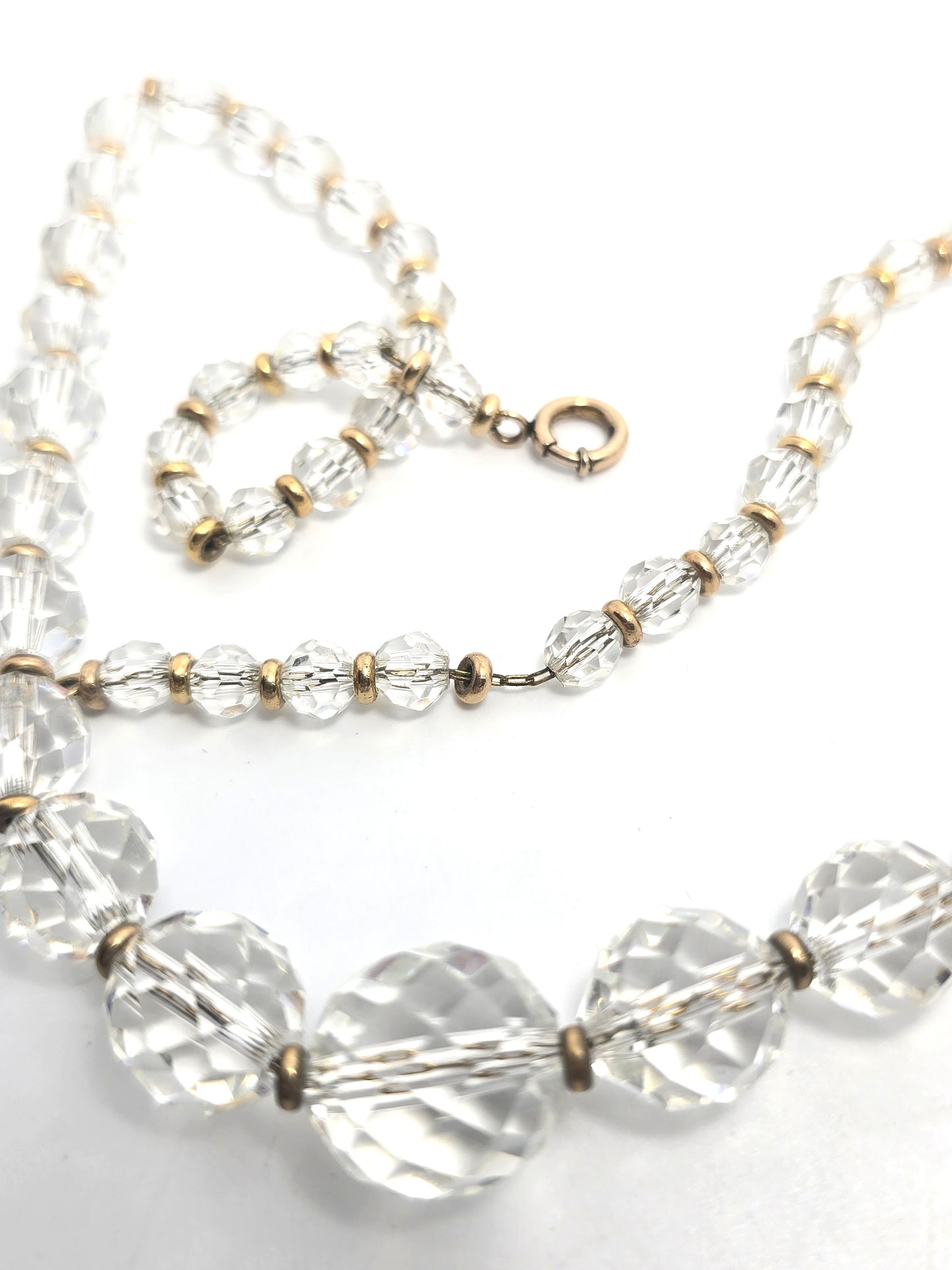 Simmons Art Deco gold filled faceted lead crystal beaded antique necklace