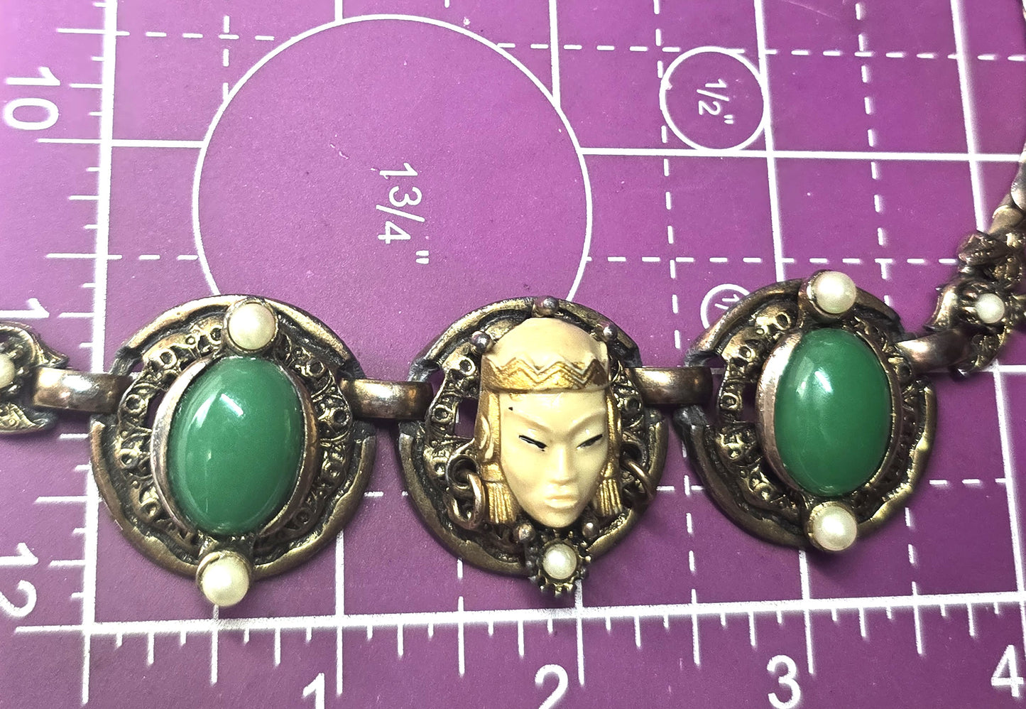 Selro Asian Princess Faux Jade Imitation Pearl Gold Tone Chain Necklace Selro Selini