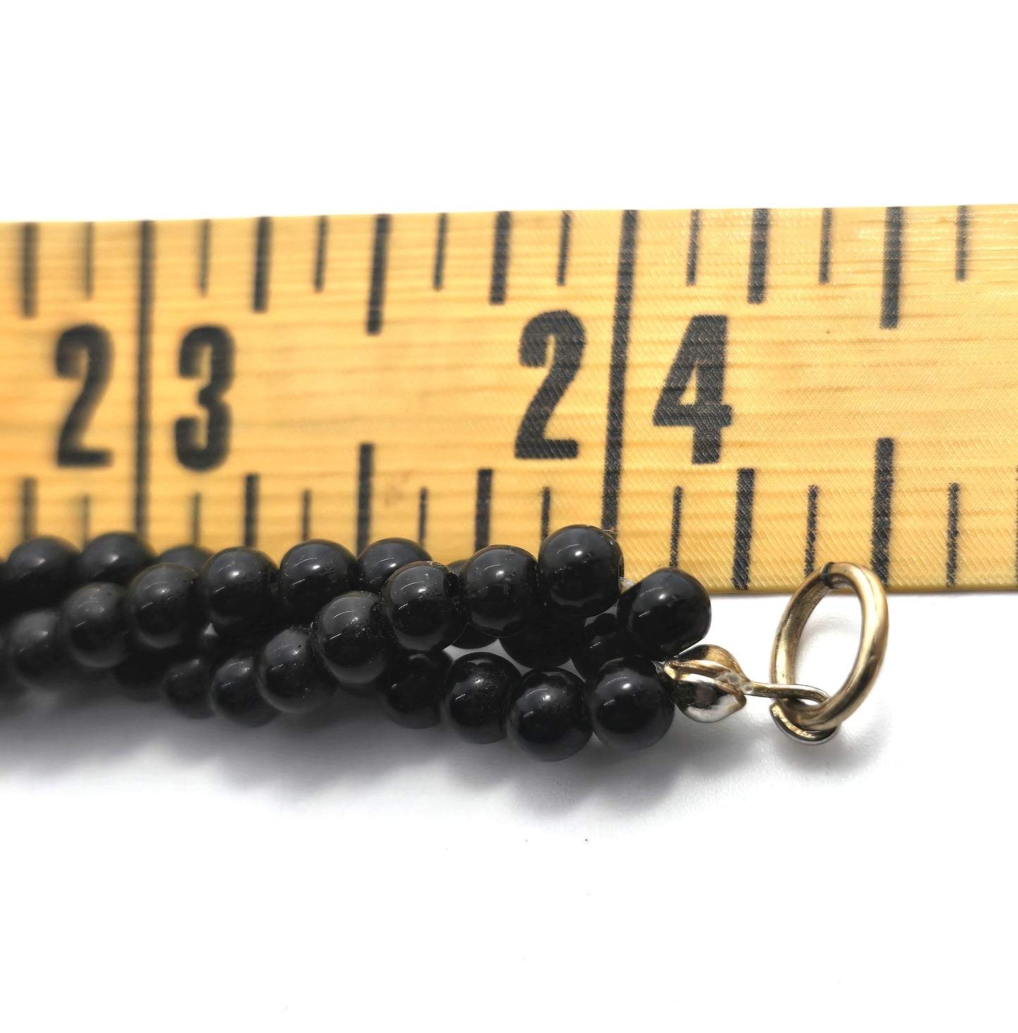 Black onyx green jade and coral 14k yellow gold filled beaded vintage necklace