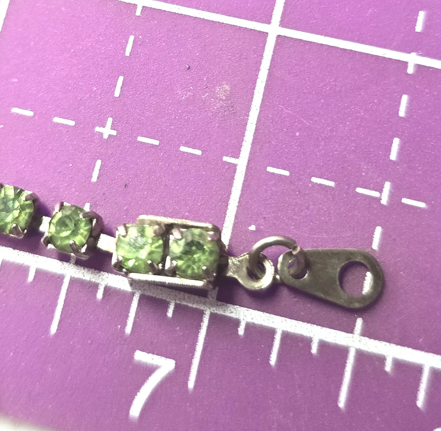 Uranium Glass simple thin green rhinestone vintage rhinestone tennis bracelet