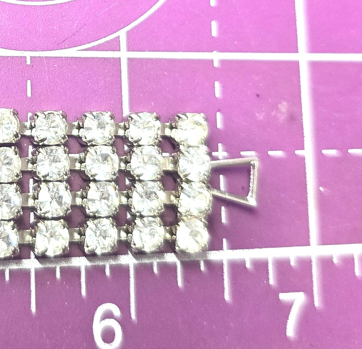 Four row clear rhinestone thick vintage mid century tennis bracelet