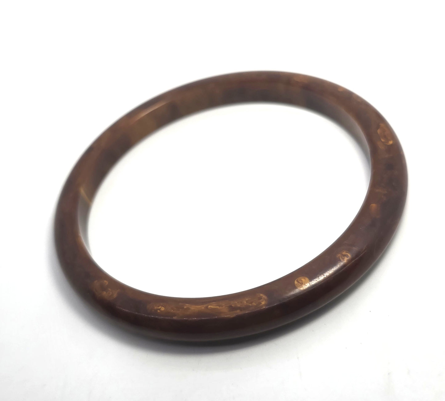 Brown Chocolate marble swirl Bakelite thick vintage bangle bracelet tested