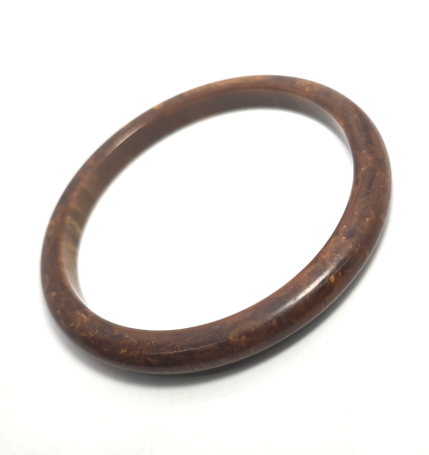 Brown Chocolate marble swirl Bakelite thick vintage bangle bracelet tested