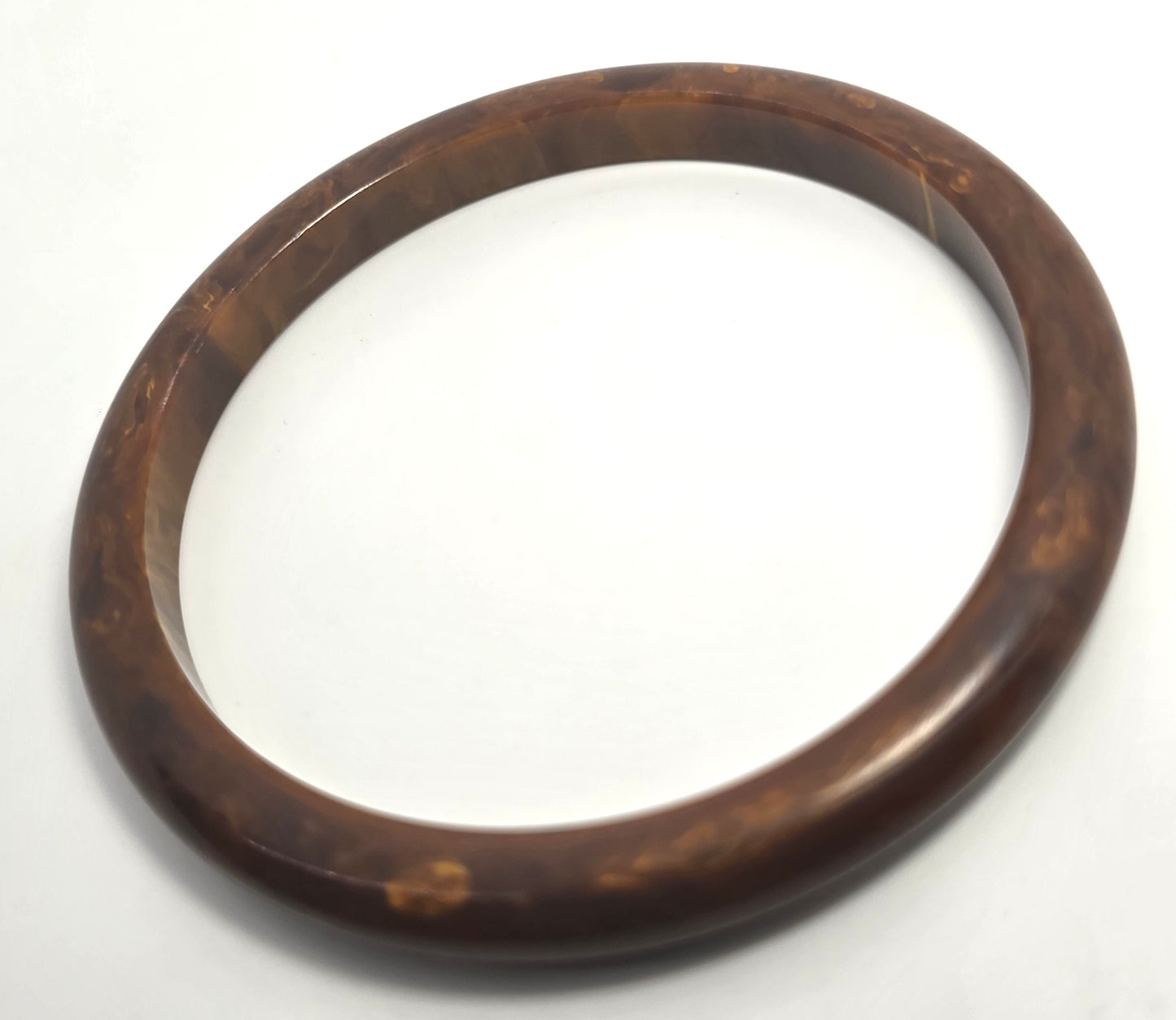 Brown Chocolate marble swirl Bakelite thick vintage bangle bracelet tested