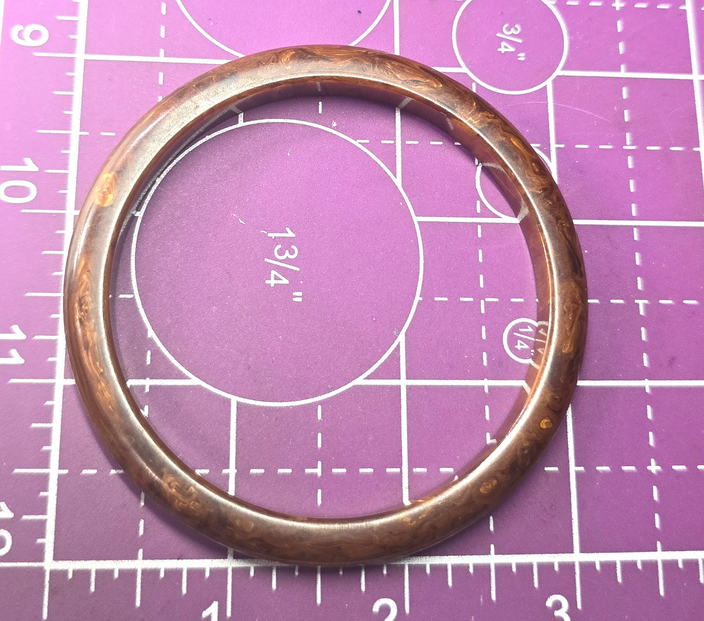 Brown Chocolate marble swirl Bakelite thick vintage bangle bracelet tested