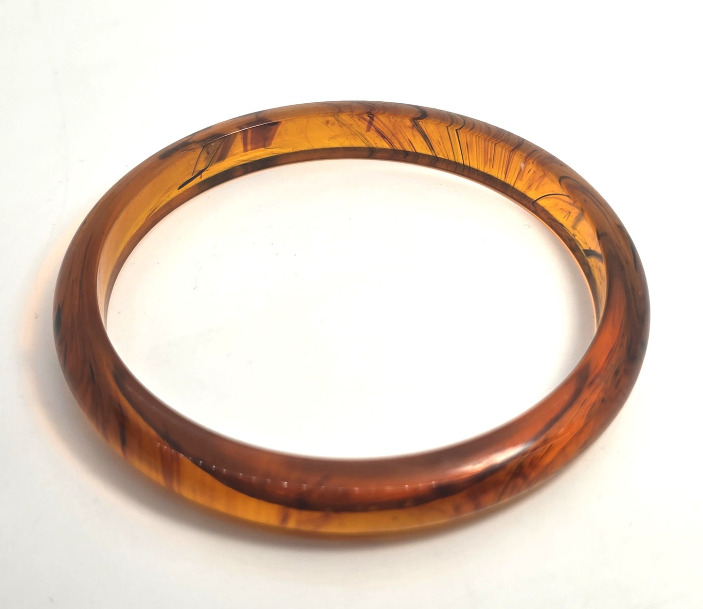 Brown torti marble swirl Lucite thick vintage bangle bracelet