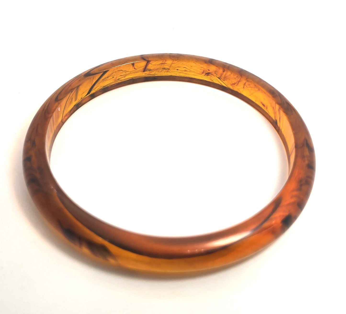 Brown torti marble swirl Lucite thick vintage bangle bracelet