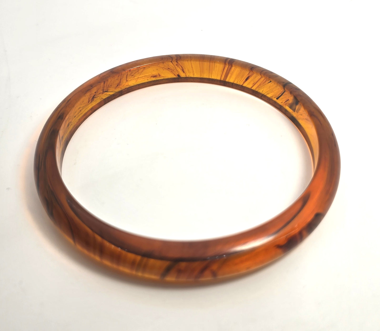 Brown torti marble swirl Lucite thick vintage bangle bracelet