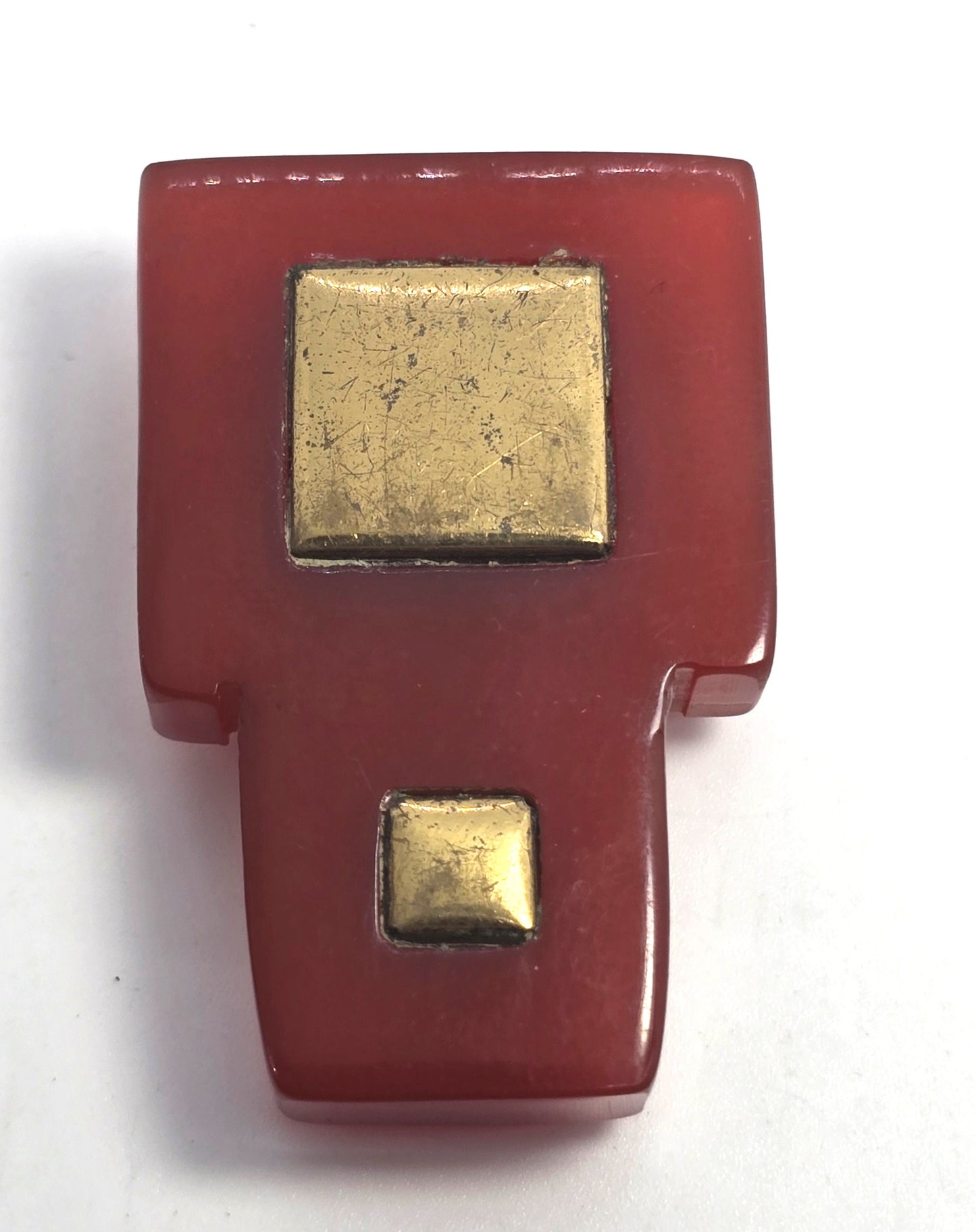 Art Deco Red Bakelite thick Modernist vintage fur dress clip