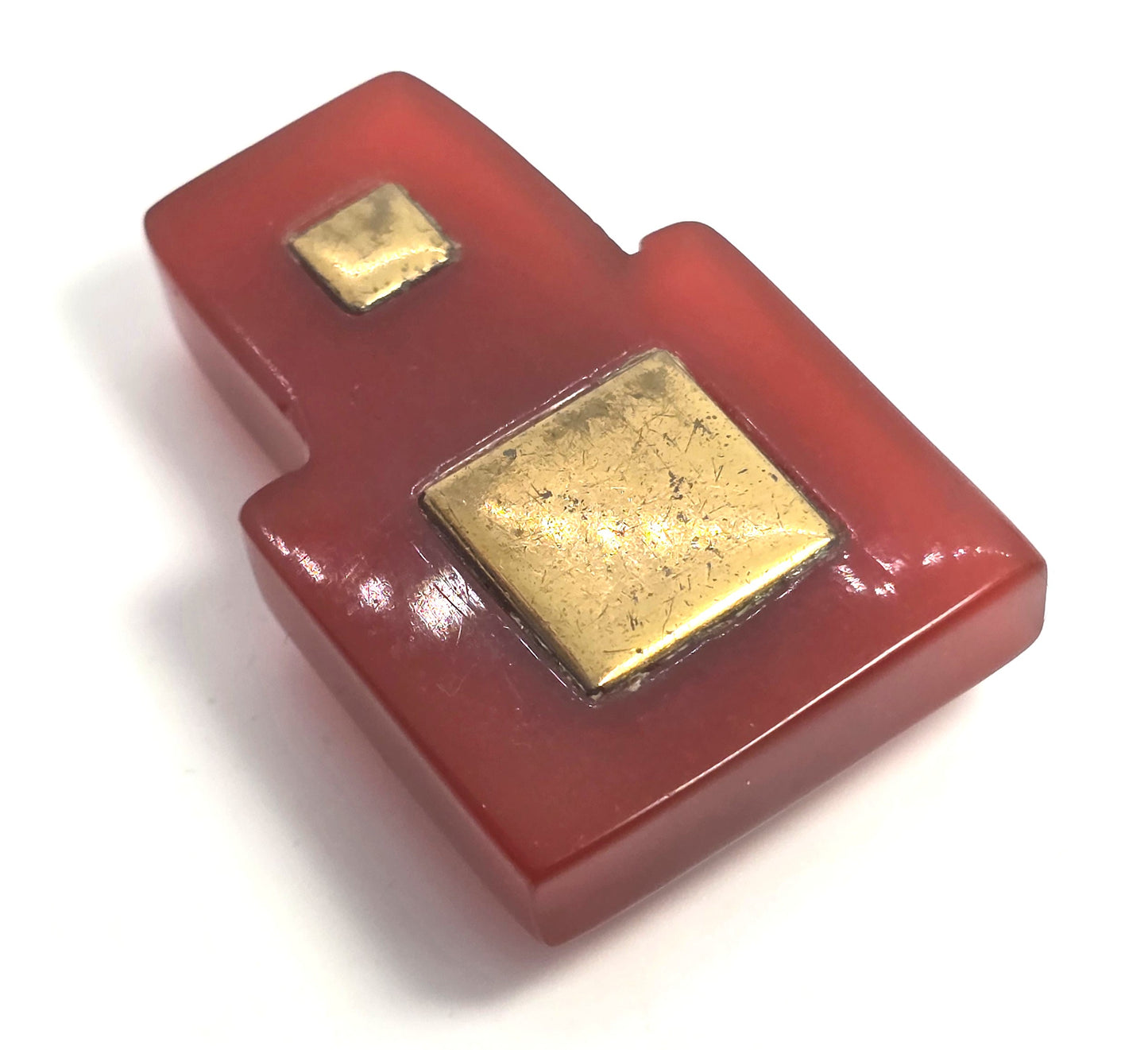 Art Deco Red Bakelite thick Modernist vintage fur dress clip