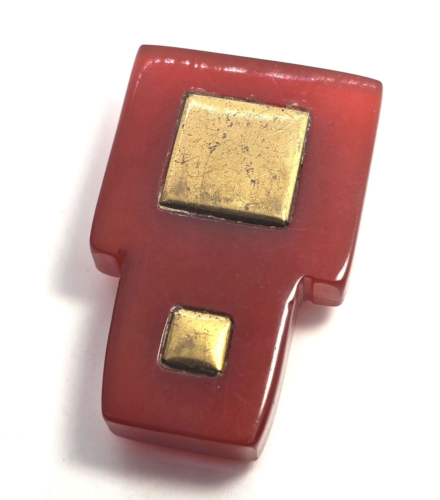 Art Deco Red Bakelite thick Modernist vintage fur dress clip