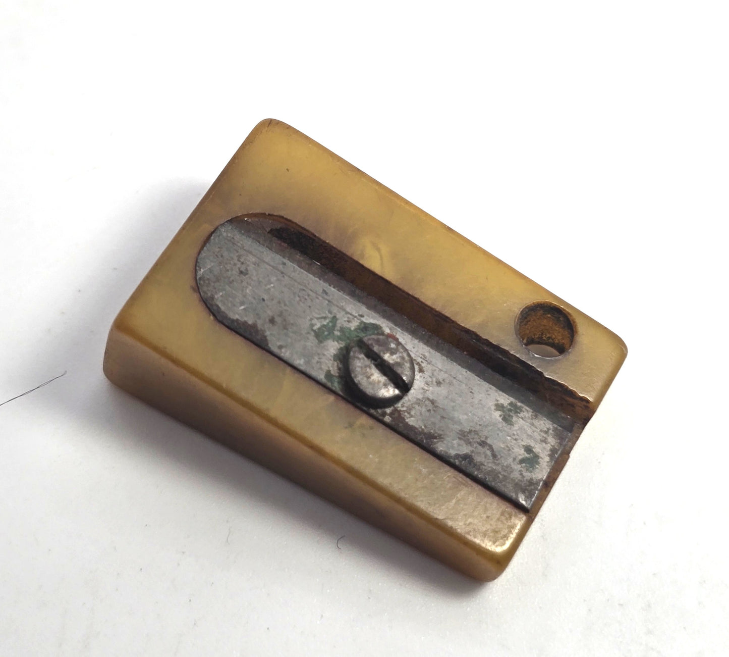 Art Deco Marbled Butterscotch Bakelite vintage pencil sharpener keychain