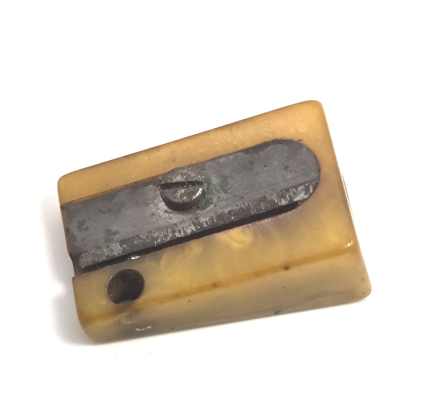 Art Deco Marbled Butterscotch Bakelite vintage pencil sharpener keychain