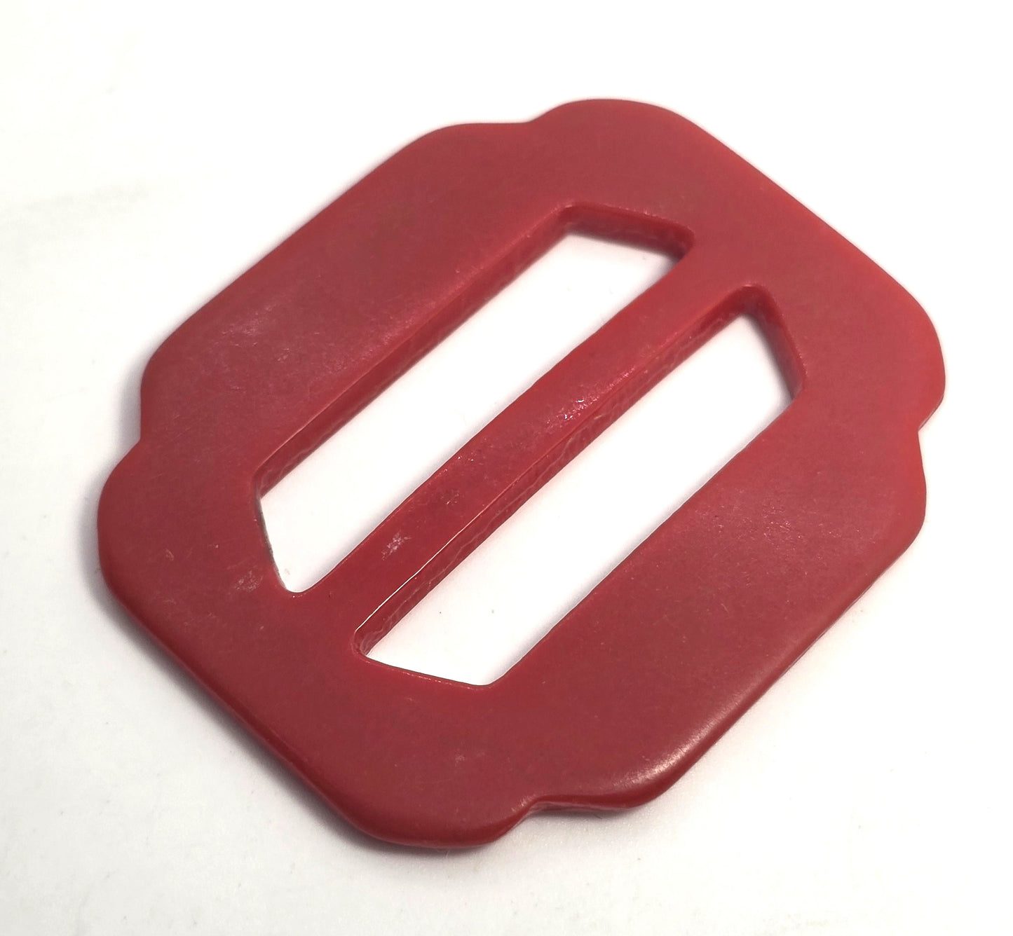 Art Deco Red Bakelite vintage long scalloped sash belt buckle