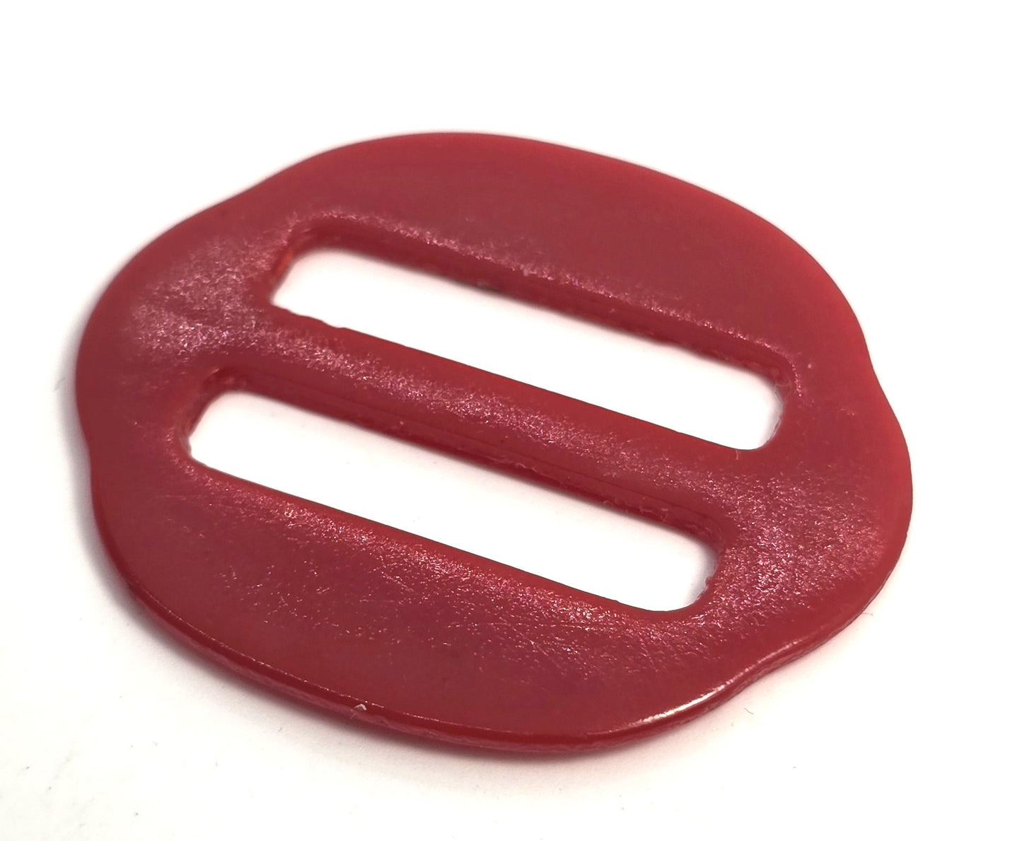 Art Deco Red Bakelite vintage small round scalloped sash belt buckle