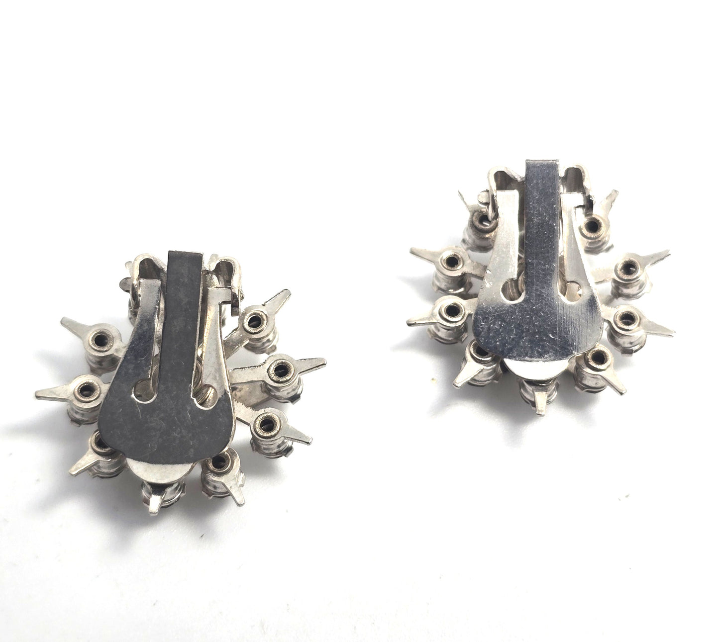 Order of the Eastern Star Masonic fraternity enamel rhinestone clip on earrings