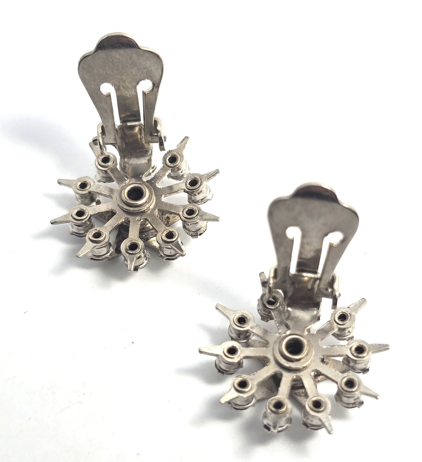 Order of the Eastern Star Masonic fraternity enamel rhinestone clip on earrings