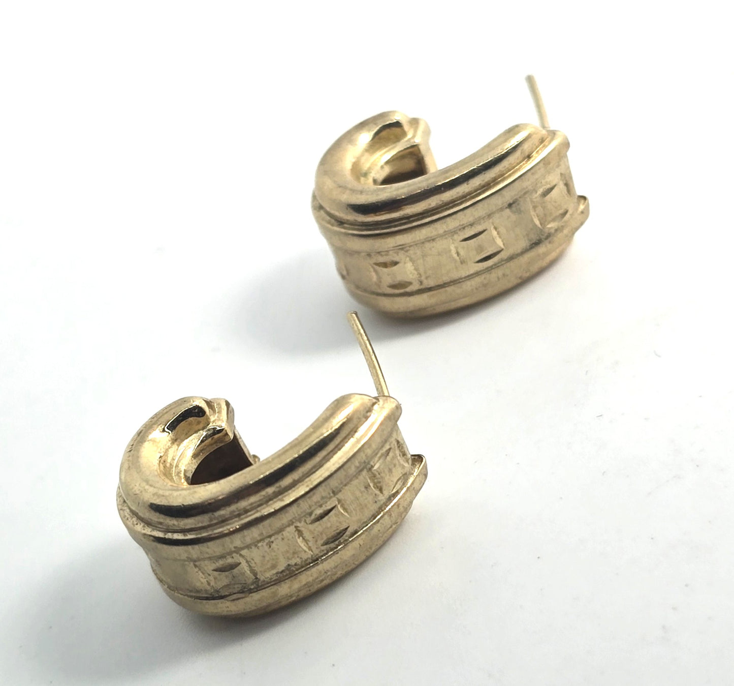 Silver plated vermeil thick gold toned vintage half hoop earrings Turkey 925