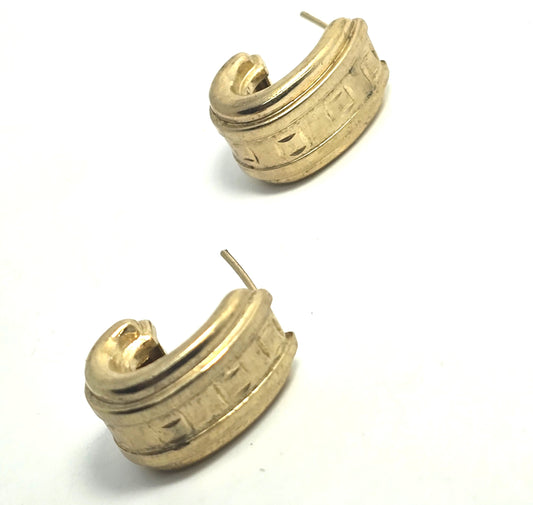 Silver plated vermeil thick gold toned vintage half hoop earrings Turkey 925