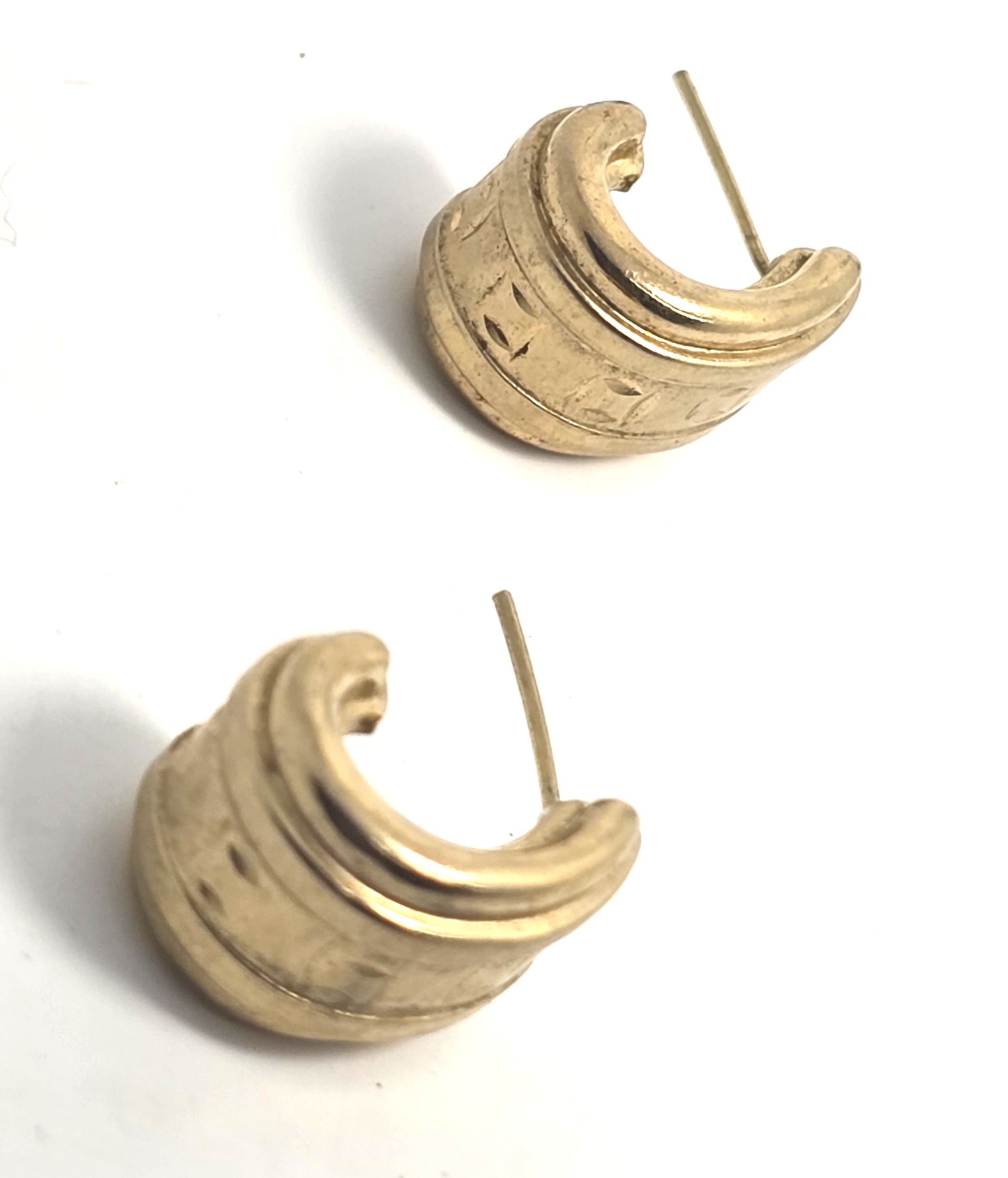 Silver plated vermeil thick gold toned vintage half hoop earrings Turkey 925