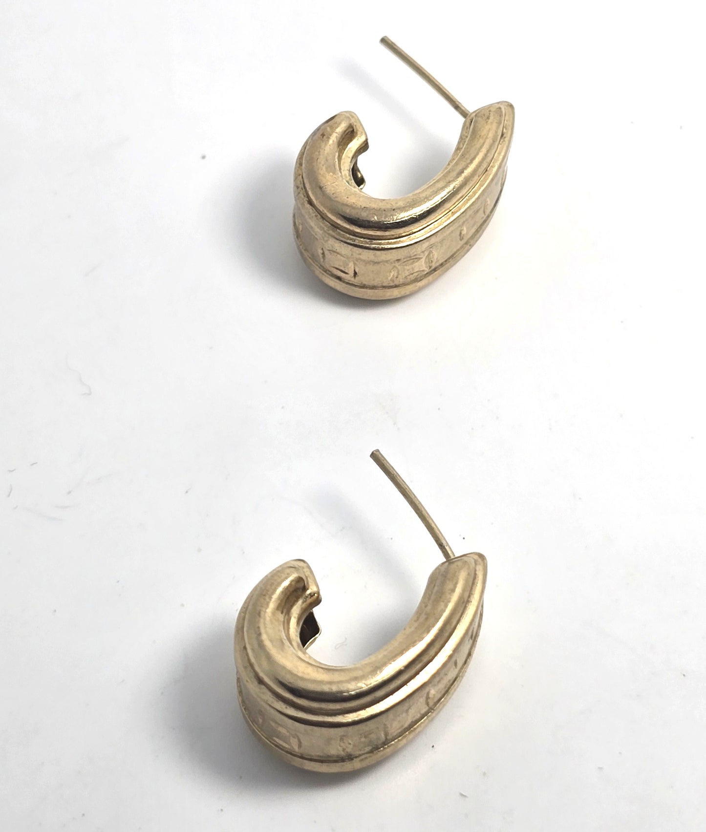 Silver plated vermeil thick gold toned vintage half hoop earrings Turkey 925