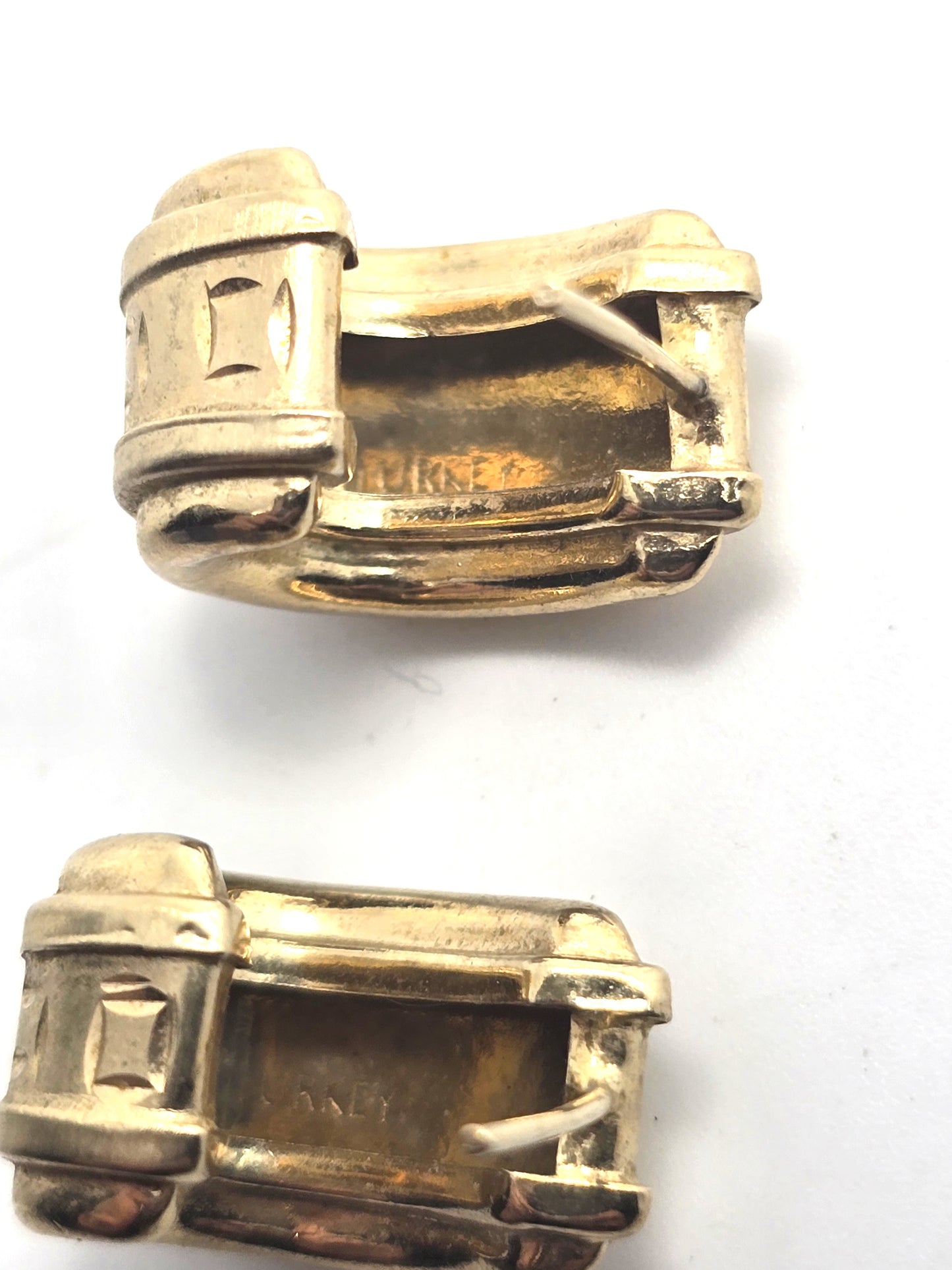 Silver plated vermeil thick gold toned vintage half hoop earrings Turkey 925