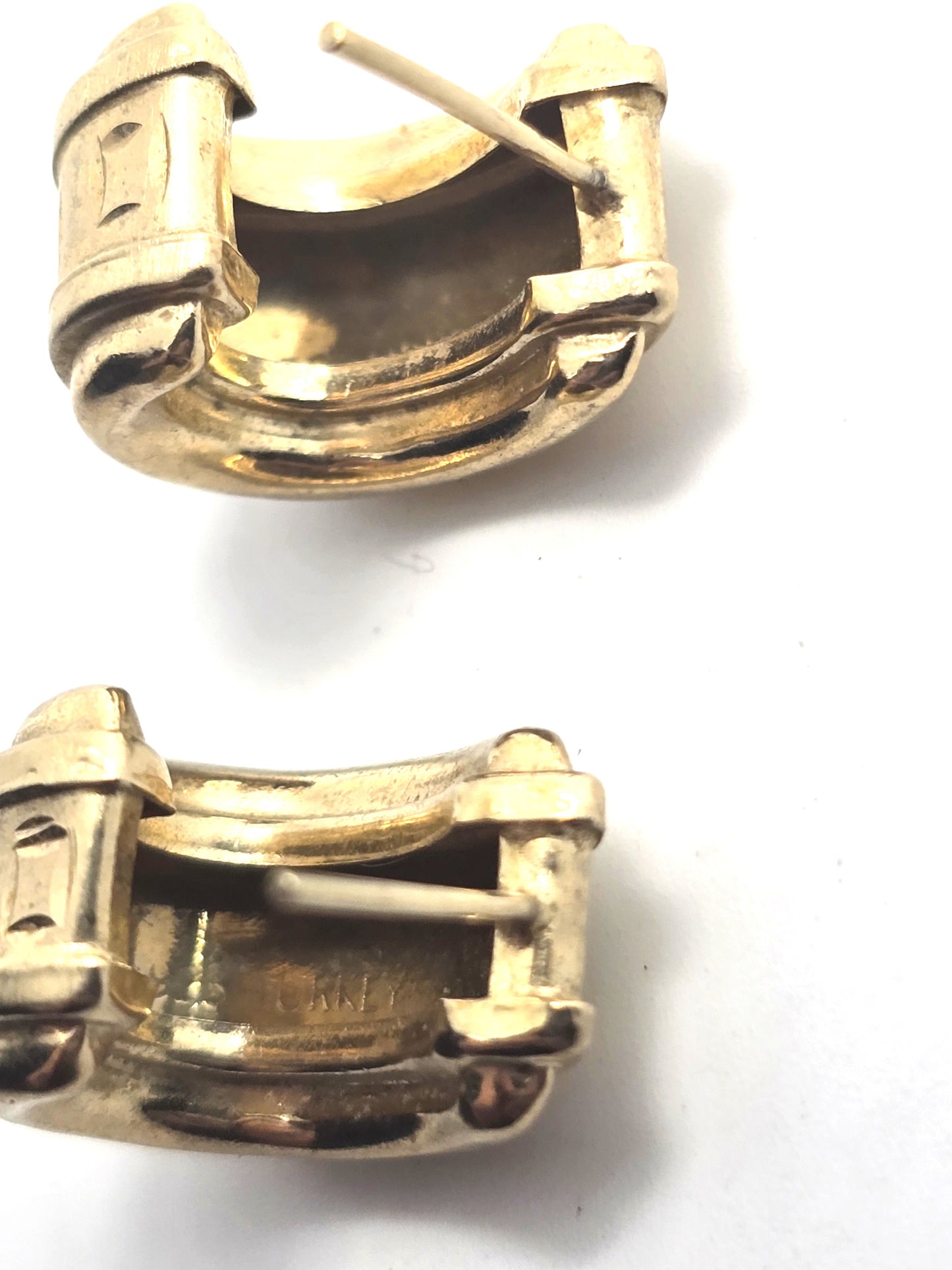 Silver plated vermeil thick gold toned vintage half hoop earrings Turkey 925