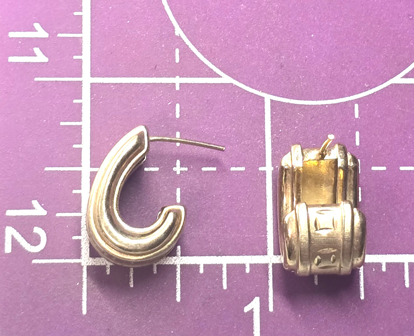 Silver plated vermeil thick gold toned vintage half hoop earrings Turkey 925