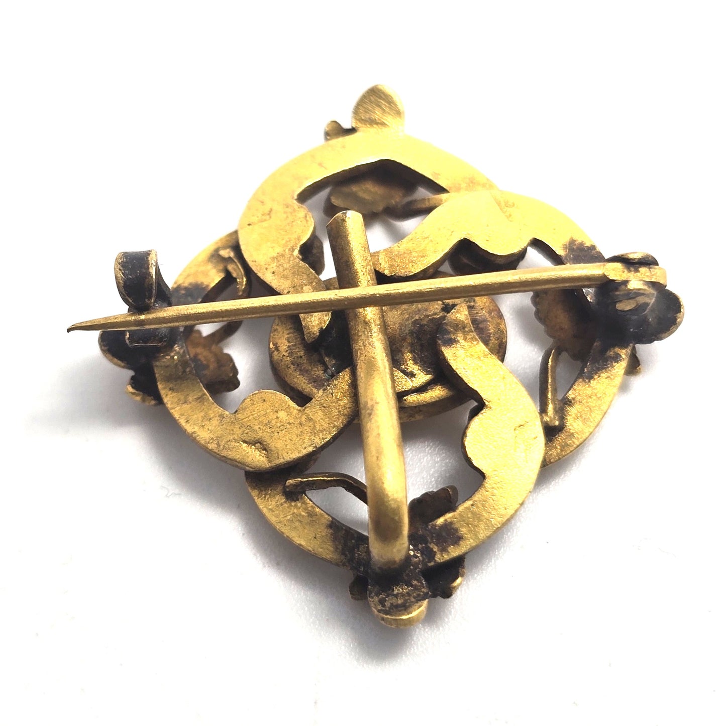 Antique yellow gold filled vintage leaf watch fob brooch blank plate no Monogram