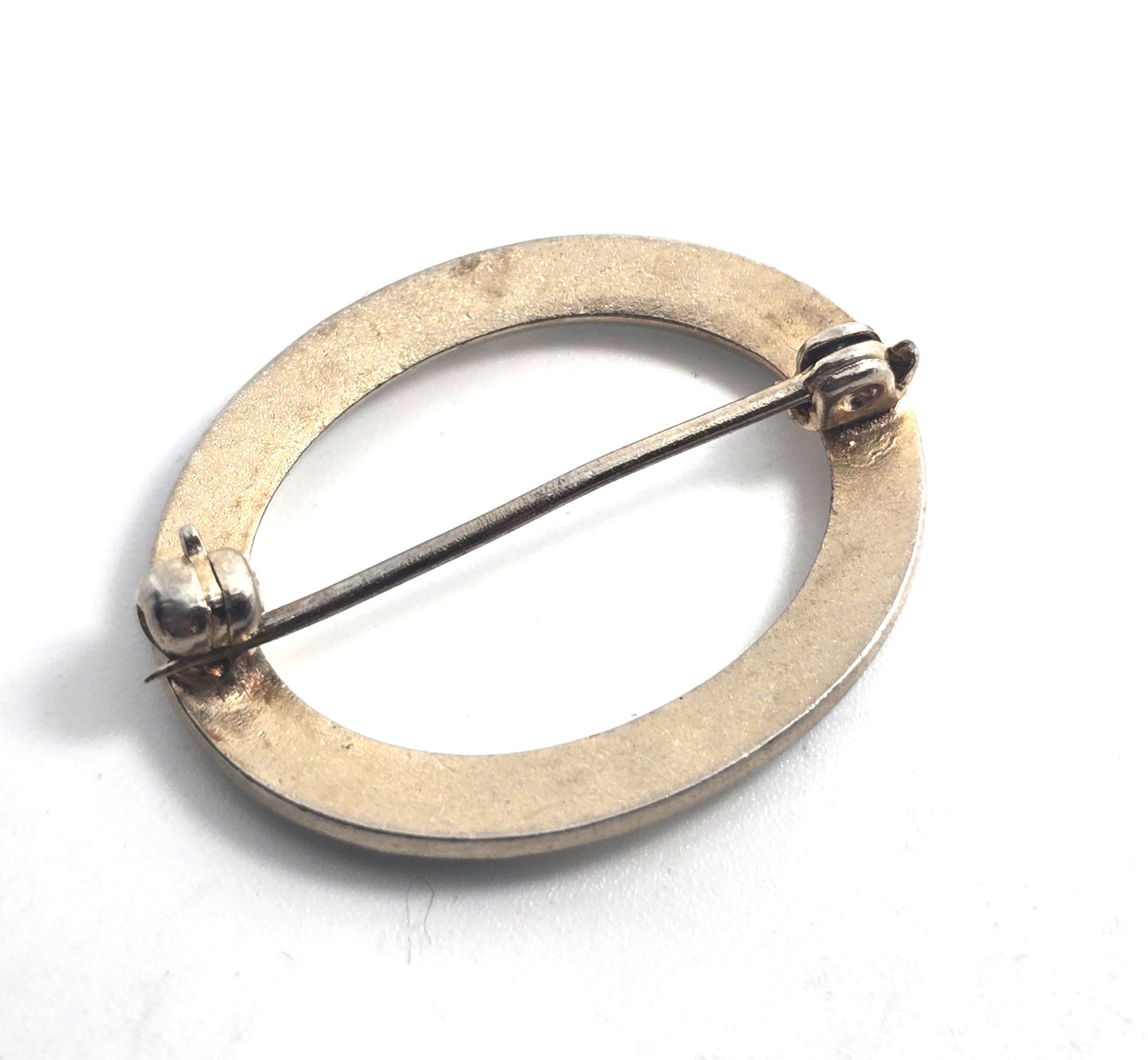 Art Deco Baby Blue enamel rhinestone infinity circle vintage brooch