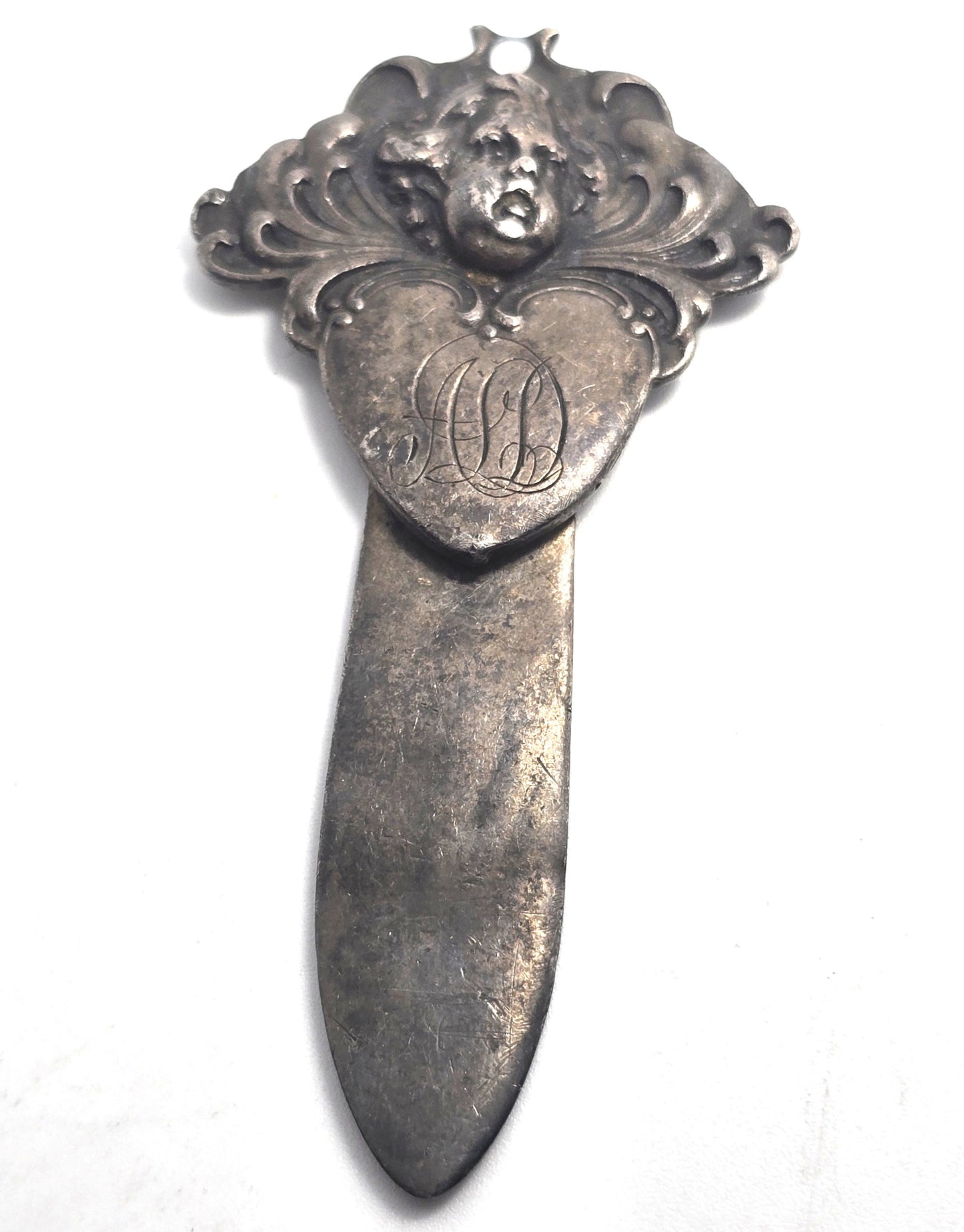 Gorham antique Victorian cupid cherub putti sterling silver 1800's bookmark