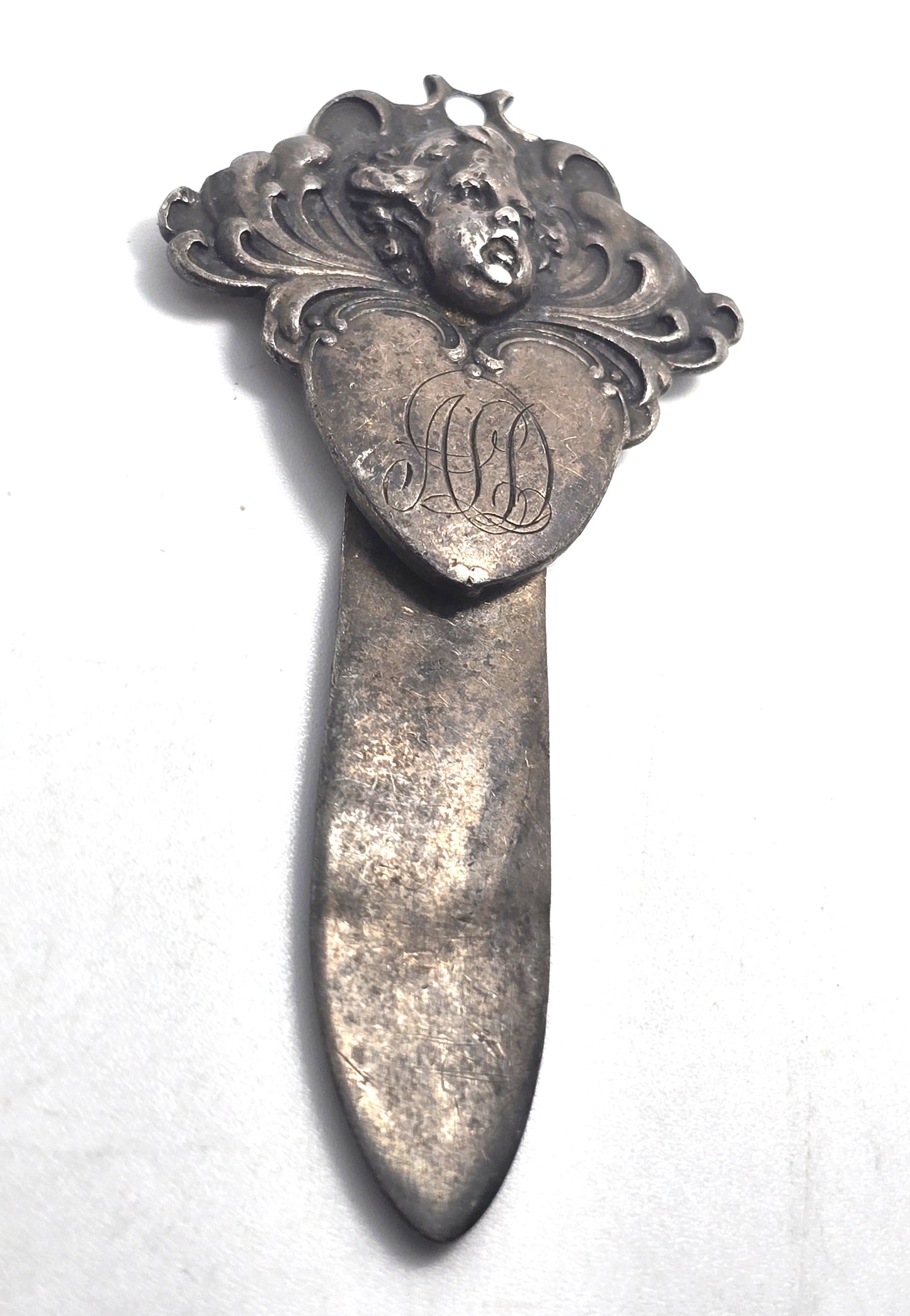 Gorham antique Victorian cupid cherub putti sterling silver 1800's bookmark