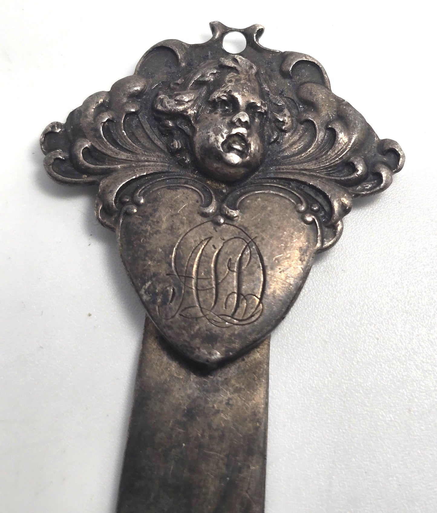 Gorham antique Victorian cupid cherub putti sterling silver 1800's bookmark