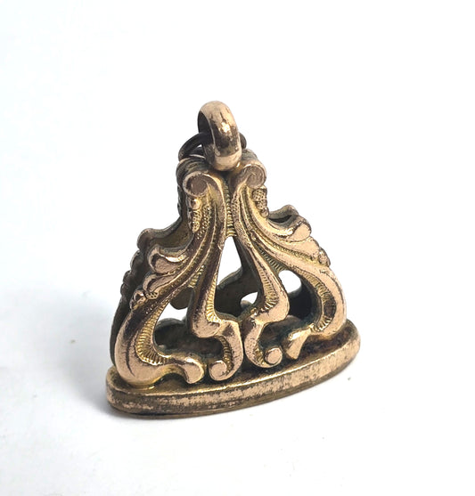 Victorian yellow Gold filled scroll antique watch fob charm pendant blank