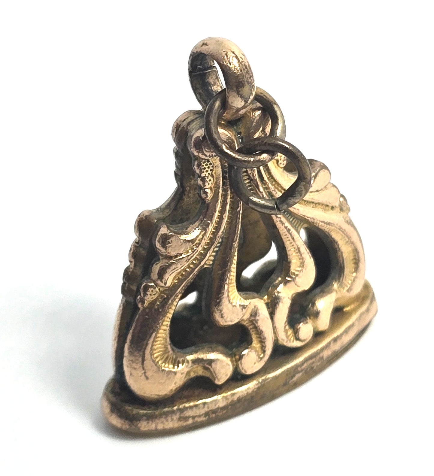 Victorian yellow Gold filled scroll antique watch fob charm pendant blank