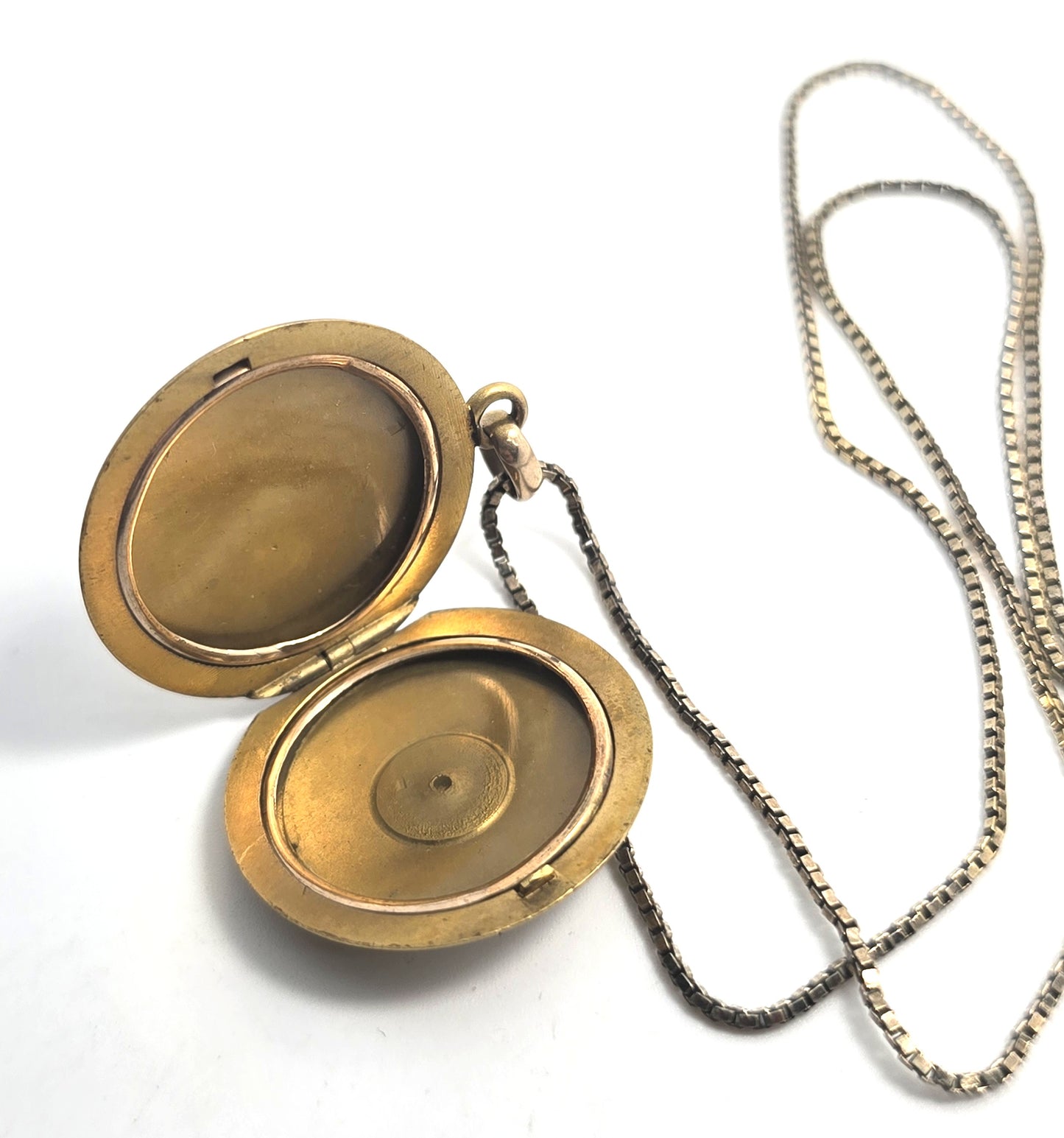 Antique Yellow Gold Filled Victorian CF monogram etched locket necklace