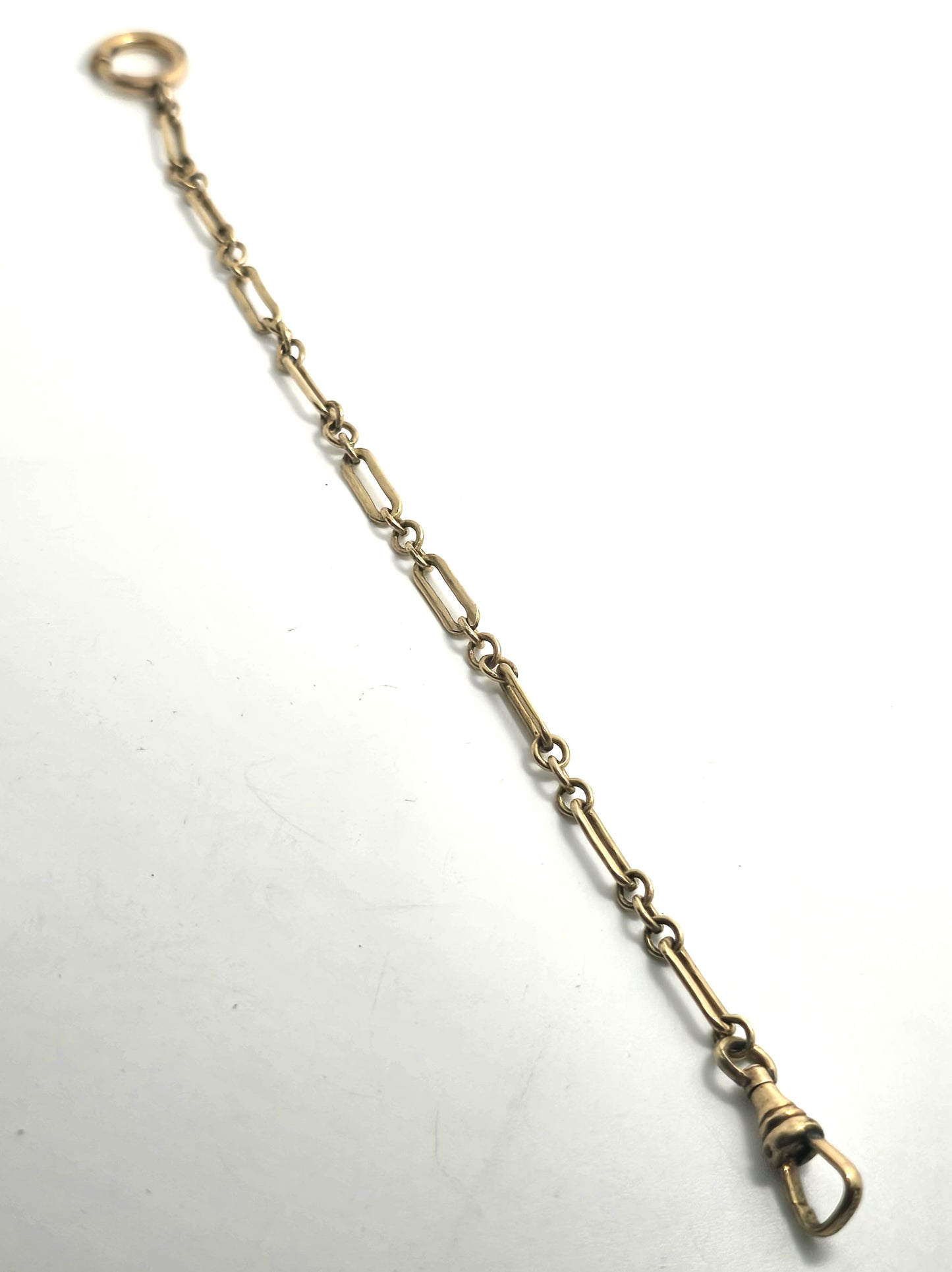 Krementz antique yellow gold filled trombone link 7 inch long  watch chain