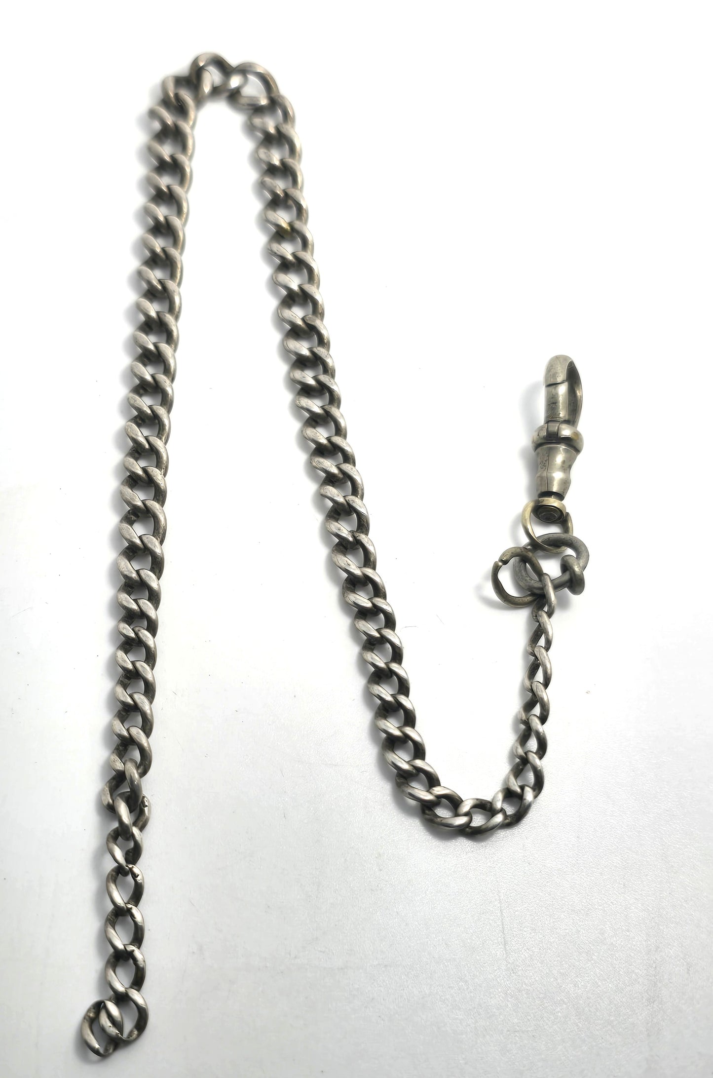NCR Co Victorian antique silver toned vintage watch fob chain missing clip
